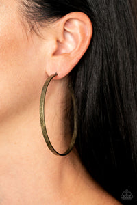 Paparazzi Accessories Lean Into The Curves Brass Hoop Earring 