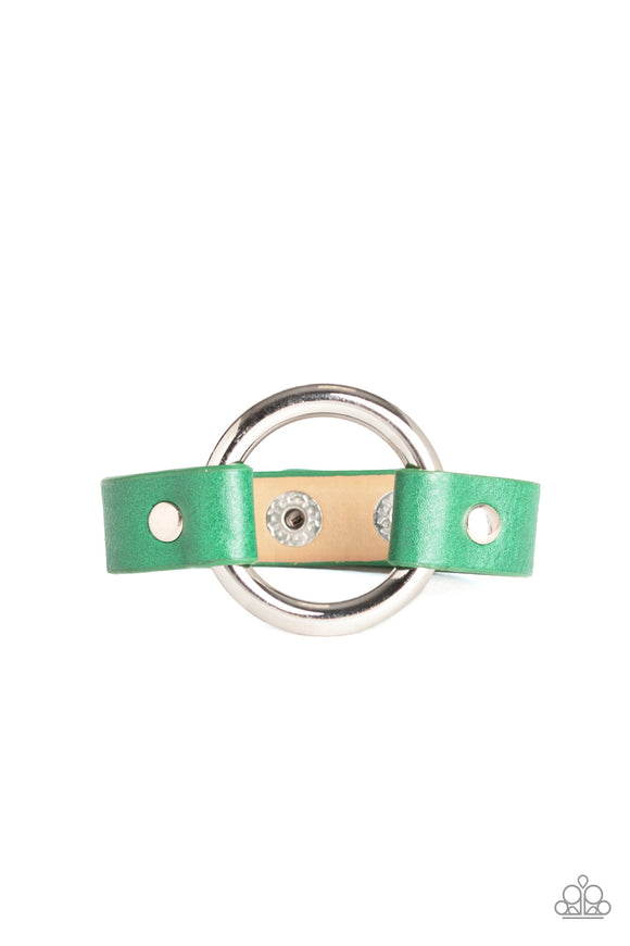 Paparazzi Accessories Rustic Rodeo Green Snap Bracelet 