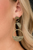 Paparazzi Accessories Triple Trifecta Brass Post Earring