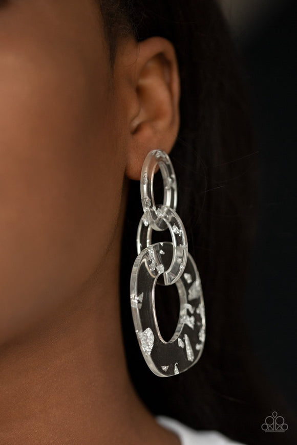 Paparazzi Accessories Confetti Congo White Post Earring 