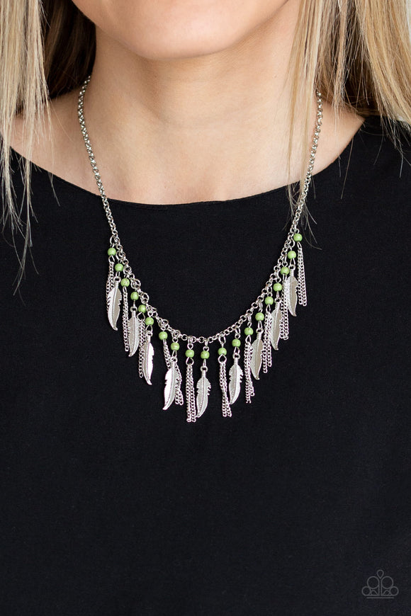 Paparazzi Accessories Feathered Ferocity Green Necklace 