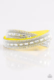 Paparazzi Accessories Shimmer and Sass Yellow Snap Bracelet 