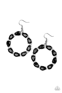 Paparazzi Accessories Ring Around The Rhinestones Black Earrings 