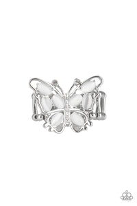 Paparazzi Accessories Flutter Flair White Ring 