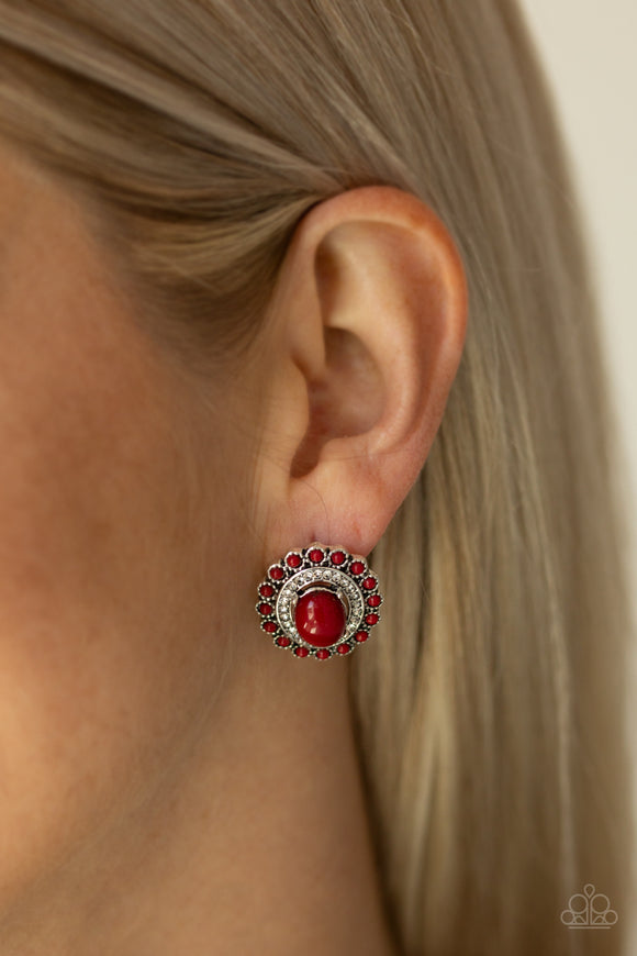 Paparazzi Accessories Floral Flamboyance Red Post Earring 