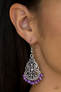 Paparazzi Accessories Baroque The Bank Purple Earrings