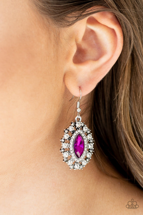 Paparazzi Accessories Long May She Reign Pink Earring 