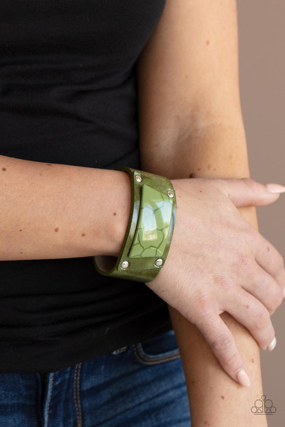 Paparazzi Accessories Geo Glamper - Green Bracelet 