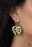 Paparazzi Accessories Western Heart Brass Earring 