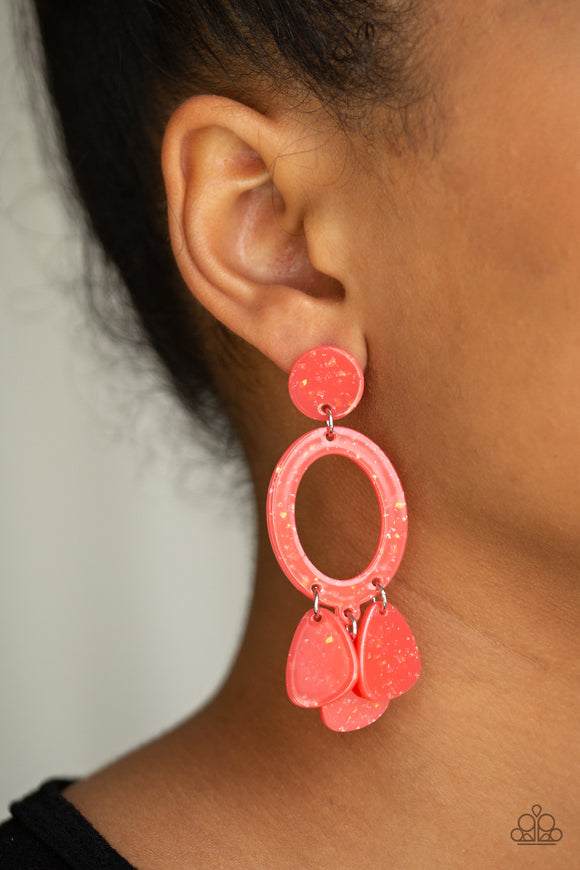Paparazzi Accessories Sparkling Shores Orange Earrings 