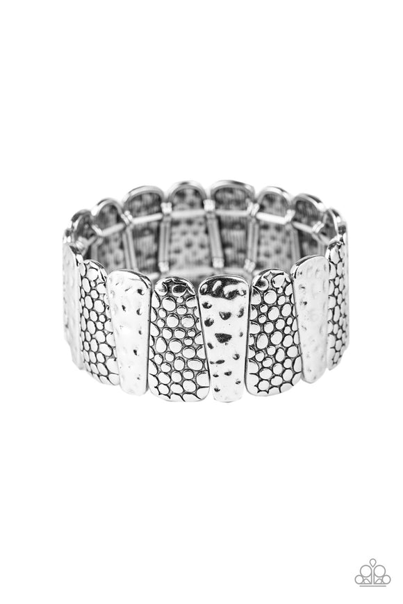 Paparazzi Accessories Texture Takedown Silver Bracelet 