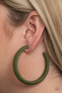 Paparazzi Accessories Twine and Dine Green Hoop Earring 