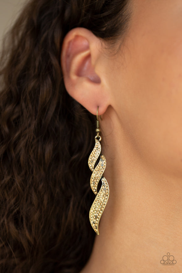 Paparazzi Accessories On Fire Brass Earring 