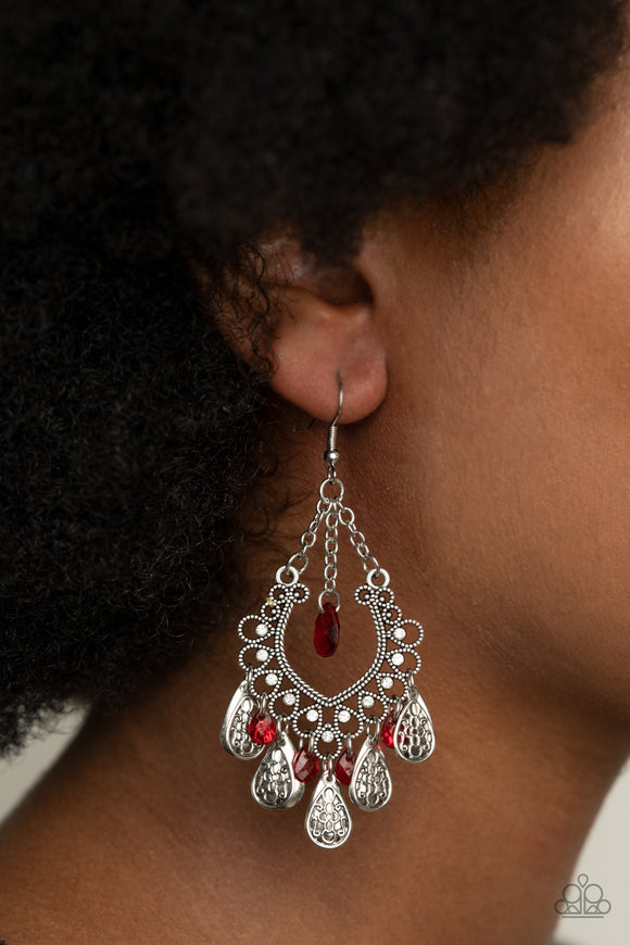 Paparazzi Accessories Musical Gardens Red Earrings