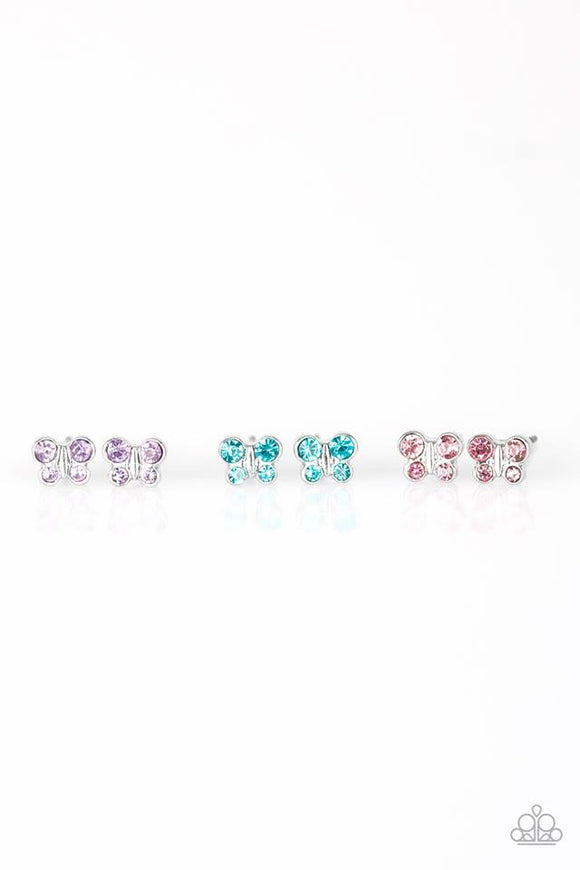 Startlet Shimmer Little girls Pink Butterfly Earrings