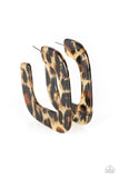 Paparazzi Accessories Cheetah Incognita Brown Hoop Earring 