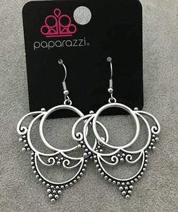 Paparazzi Accessories Metallic Macrame Silver Earring 